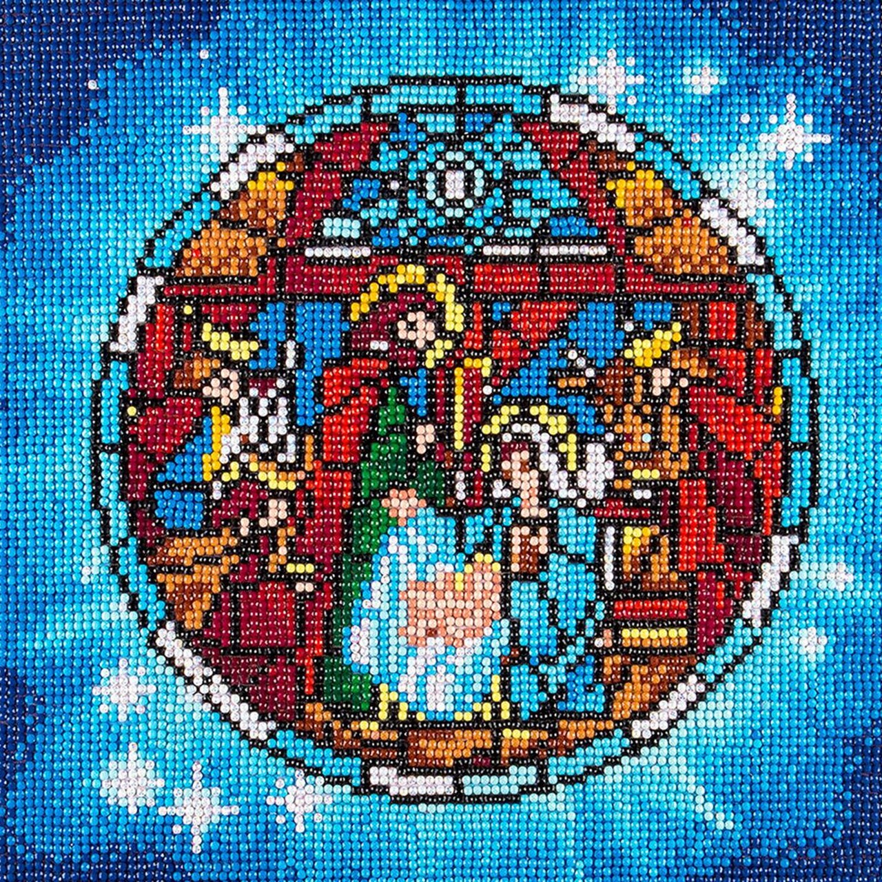 DIAMOND ART BY LEISURE ARTS Holiday Nativity Scene, 12"x12", Intermediate Diamond Painting Kits for Adults, Diamond Art for Adults, Diamond Art Kit, Diamond Art Painting
